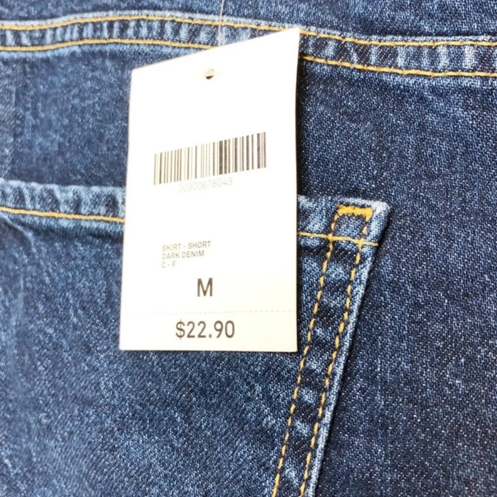 NWT Forever 21 Dark Wash Denim Mini Skirt Button Fly Size Medium‎